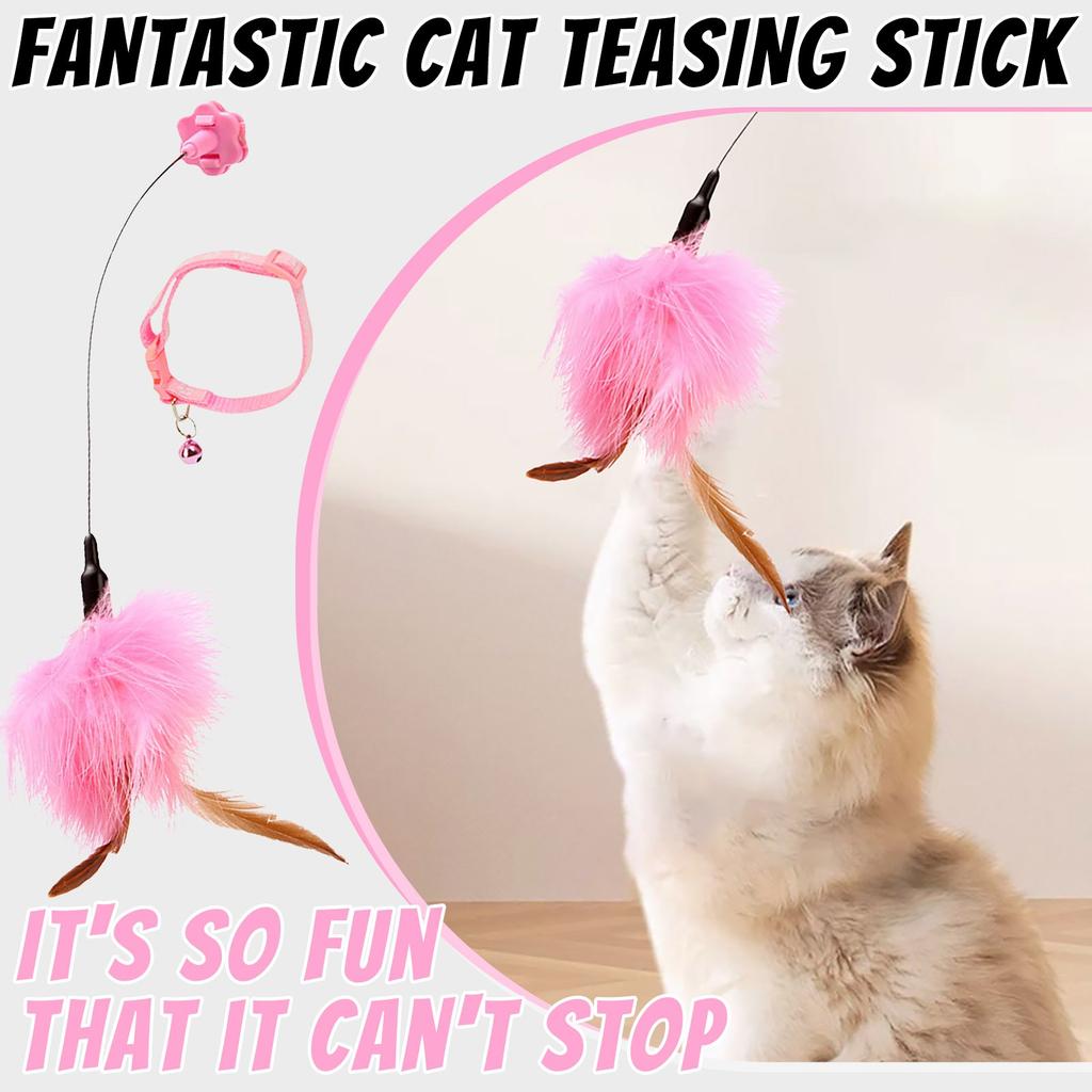 Relieves Boredom Since High Teasing Cat Stick Cat Toys Collar Collar Teasing Cat Artifacts Bite-resistant Feather Wire Teasing Cat Stick