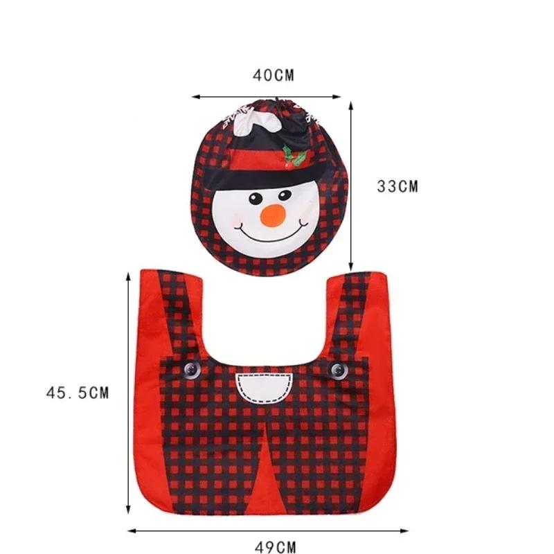 Christmas Toilet Lid Cover Non-Slip Rug Santa Claus Snowman Pattern New Year Xmas Atmosphere Decoration Bathroom Accessories