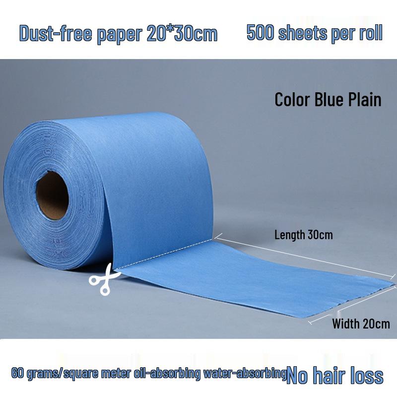 Industrial Dust-Free Oil-Absorbent Wiping Paper - Large Roll, Blue & White Non-Woven Fabric