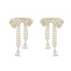 Exquisite Copper Inlaid Zirconium Sweet Bow Earrings 14K Real Gold Plated Women's Prom Party Wedding Earrings Korean Jewelry