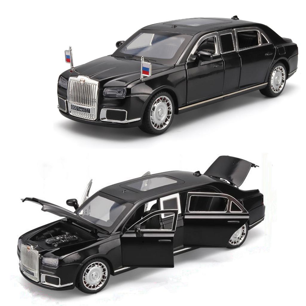 1/24 Aurus Senat Legierung Limousine Luxy Auto Modell Diecast Metall Kugelsicheres Fahrzeugmodell Simulation Ton und Licht Kinderspielzeug Geschenk