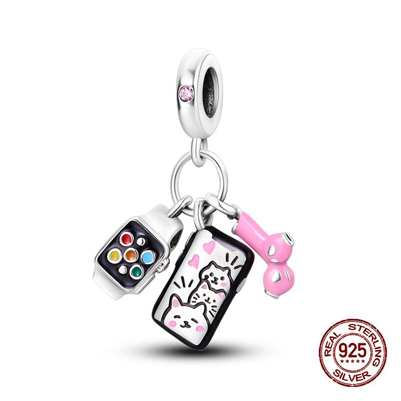 100% 925 Sterling Silver Guitar Musician Painter Doctor Career Charm Bead Fit 925 Original Bracelet DIY Souvenir Jewelry