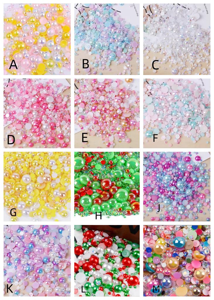 30g/Bag ABS Half Beads Flatback Pearls Quality Mix Size Round Resin Rhinestones for DIY Decoration