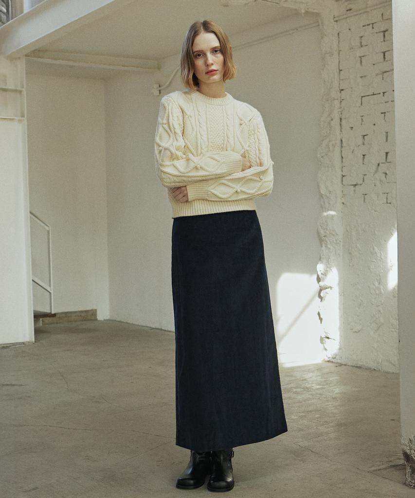 Yeoppe Corduroy Line Skirt_Navy