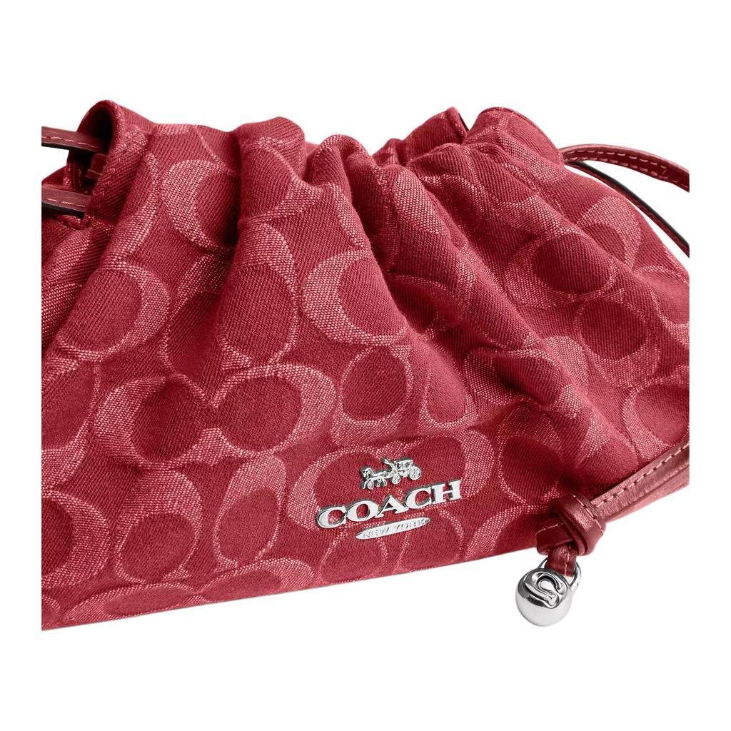 Coach Faye 26 Removable Shoulder Strap Drawstring Magnetic Closure Selected Denim Leather Smooth Leather Shoulder Bag Medium CDB93-SVDN8