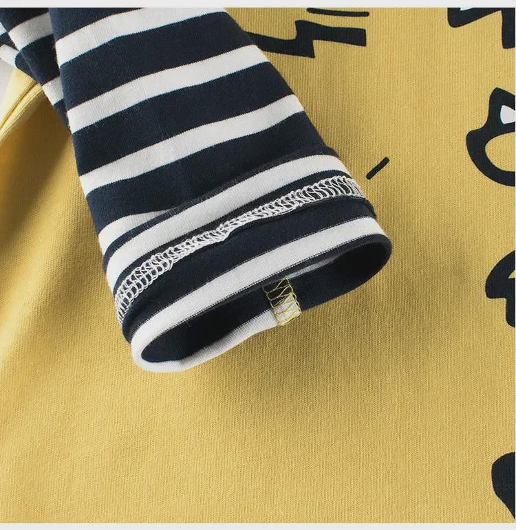 27Kids Spring 2025 Boys' Long-Sleeve Dinosaur T-Shirt with Faux Two-Piece Design