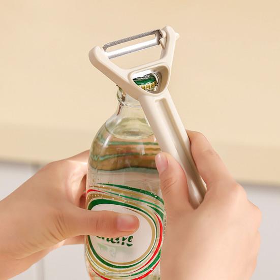 huaqianguhh 3-in-1 Vegetable Peeler, Stainless Steel Ergonomic Peeler for Elderly, Manual Bottle Opener Sharp Blade