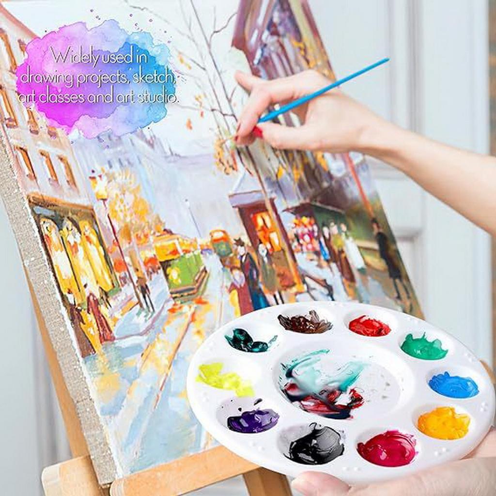 Tavolozza Rotonda a 10 Fori per Pittura Artistica Acquerello Gouache - Tavolozza Pittura Multicolore