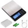 BOMATA Báscula Digital de Pesaje USB Contadora Acero Inoxidable Instrumento de Cocina de Alta, Unidades de 0.1g, 3kg, Compacta, Recargable, Tara, Función, Acero,