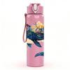 1PC Jumping Whale Ocean Watercolor Art Print 750ml Color Plastic Sports Water Bottle Leakproof Flip Straw Lid Suitable for Sports Office Home Use