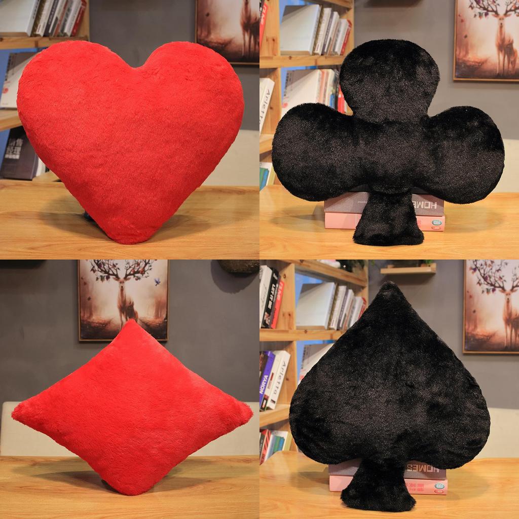 Classic Card Suit Plush Pillow With Soft Short Plush Cover For Home Decor And Lounge Comfort