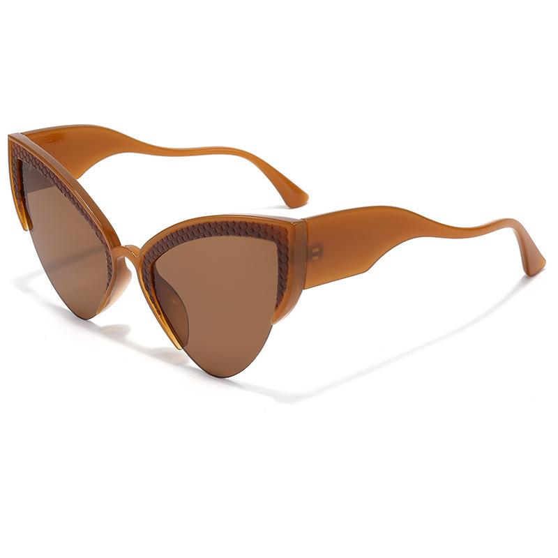 Luxury Sexy Semi Rimless Gradient Cat Eye Women Sunglasses  Brand Design Vintage Leopard Print Punk Trendy Men Eyewear Uv400