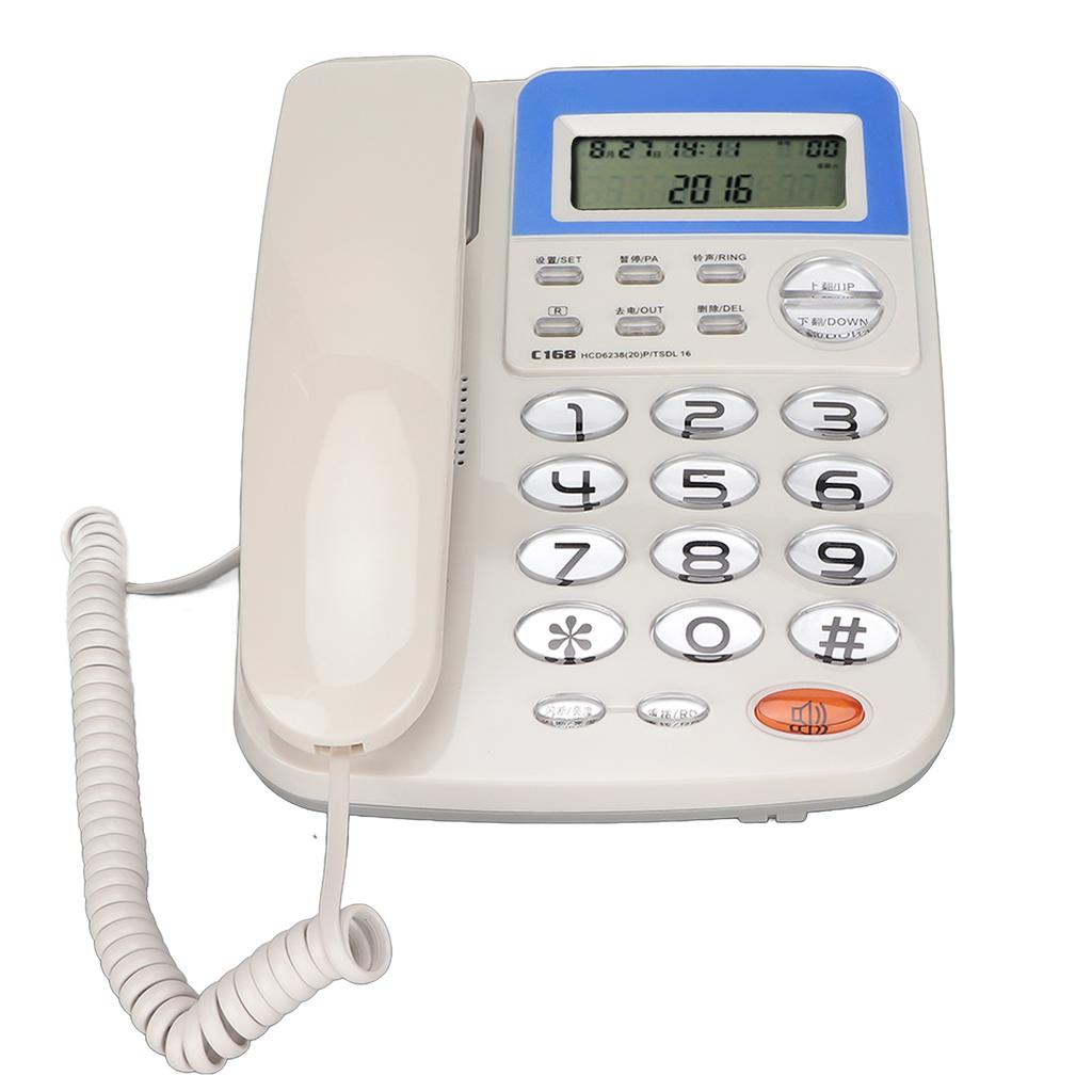 W168 Corded Telephone Caller ID Landline Phone with LCD Screen for Home Office Hotel