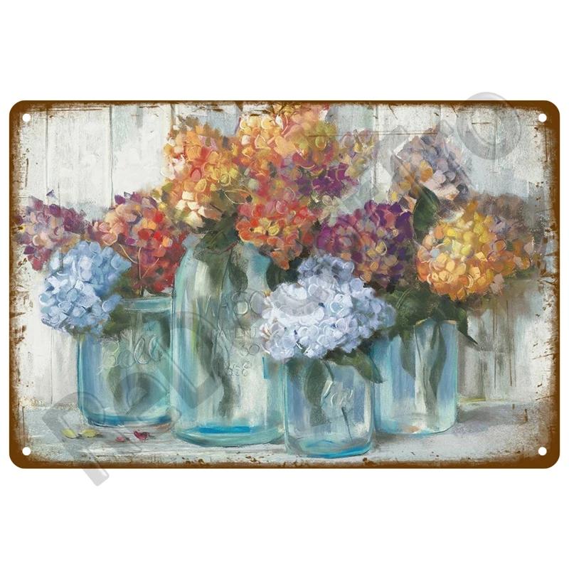 Retro Sign Home For Garden Outdoor Gardening Flowers Vintage Metal Sign Funny Plants Wall Decor Home Sweet Tin Sign Farm Birds