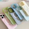 Candy Color 2 IN 1 For Magsafe Case for iPhone 16 15 14 13 12 17 Pro Max Plus Magnetic Wireless Charge Clear Matte Cover