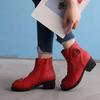 Botas clássicas elegantes de outono e inverno, salto grosso, estilo étnico, salto médio, flores costuradas à mão, antiderrapantes