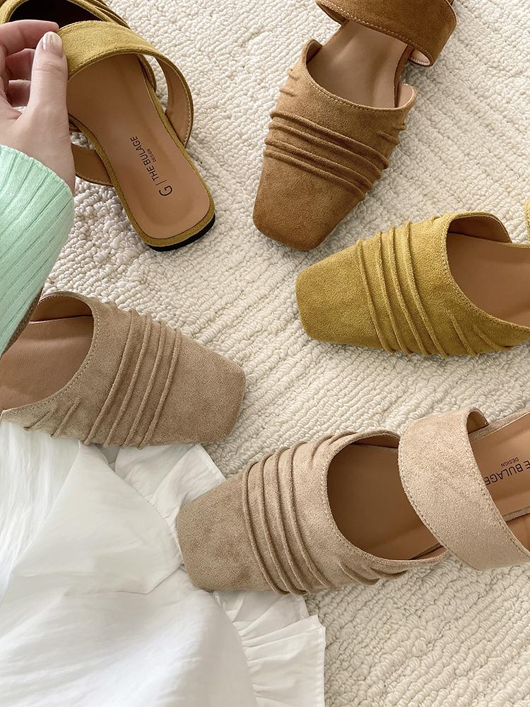Fashion Fashion Sandals New Outdoor Beach Dress Slides Flats Mules Shoes Women Suede Slingback Slippers Casual Cozy Female Zapatillas