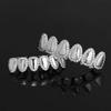 Hip Hop Braces Mirror Grillz Inlaid with Zircon Six Teeth Gold Plated Teeth Braces Halloween Trendy Men's Personality Jewelry
