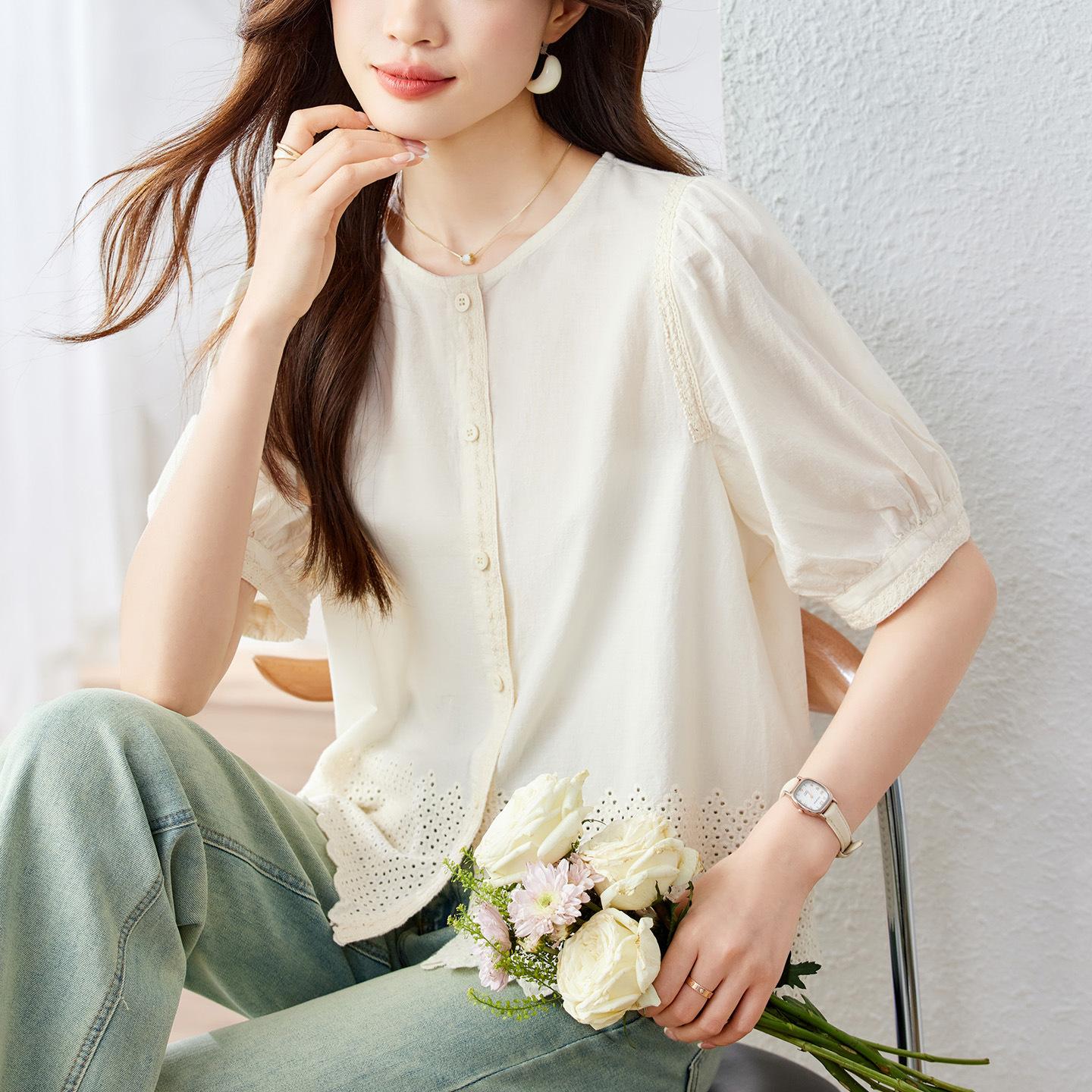 

Женская повседневная кружевная рубашка свободного и расслабленного стиля M