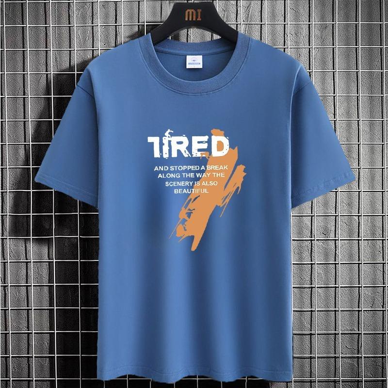 Summer Short-sleeved T-shirt Men's Round Neck Printed Top Plus Size Short-sleeved Men's T-shirt Bottoming Shirt