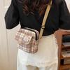 Retro Plaid Small Schoolbag Female Ins Mori 2 Junior High School Students Korean Version College Student Casual Shoulder Messenger Bag