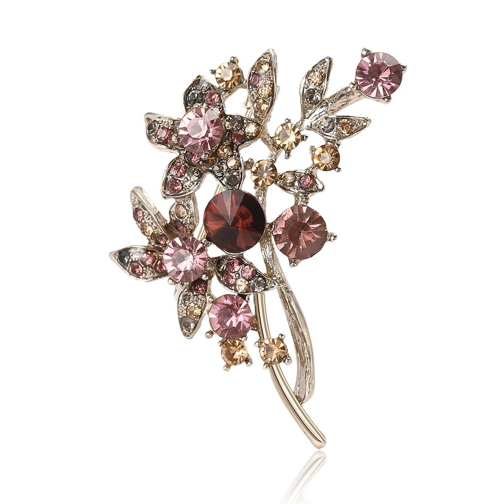 Vintage Mode Strass Bouquet Pflanze Brosche Persönlichkeit Nische Damen Mantel Jacke Brosche Ornament Anstecknadel