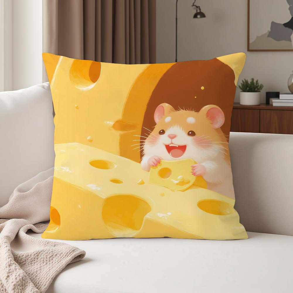 Kawaii Cute HamsterinCheese Pillow Case Suitable For Bedrooms Living Rooms Cars Home Decoration