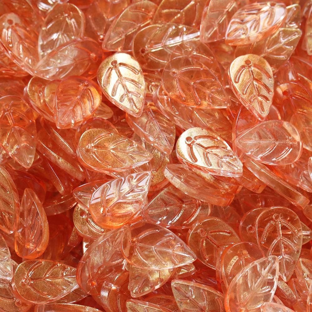 10 30pcs/lot Gradient Leaf Shaped Glass Pendant Beads Transparent Spacer Beads For DIY Bracelet Necklace Making Accessories