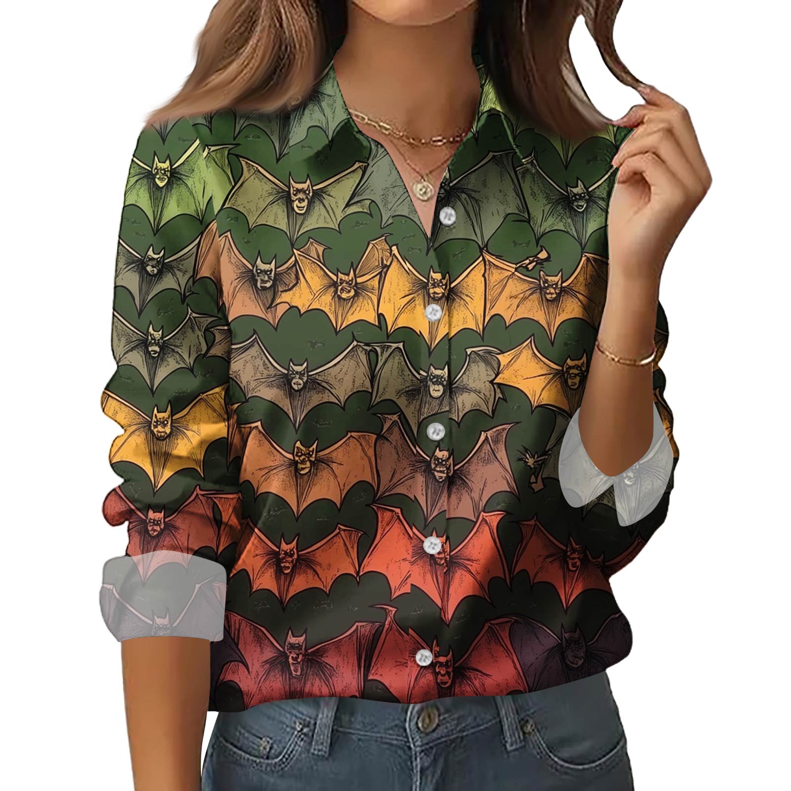 

Женская рубашка-блузка с принтом и пуговицами, длинный рукав, повседневный базовый рубашечный воротник, обычный топ XL
