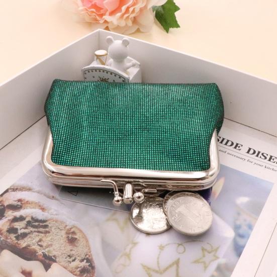 Vintage Glitter Mini Coin Purse, Portable Kiss Lock Closure Change Pouch, Double-layer Coin Wallet for Cards, Jewelry, Cash, Keys