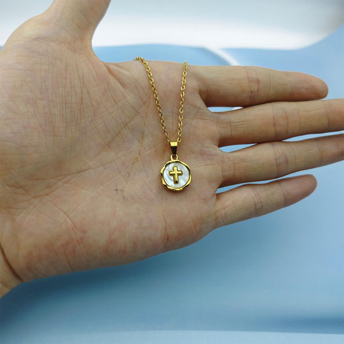 

Подвеска-крест из нержавеющей стали с отделкой ракушками для мужчин и женщин