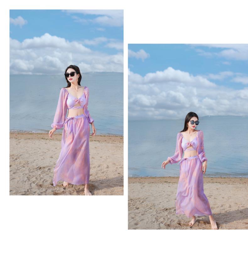 2025 Women's Sexy Vacation Bikini: Split Long-Sleeved Three-Piece Swimsuit