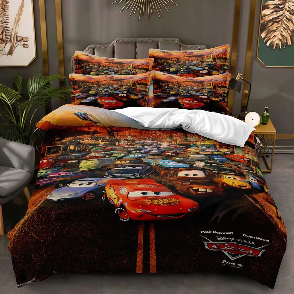 Roupa de Cama Infantil Desenho Relâmpago Três Peças Capa de Edredom