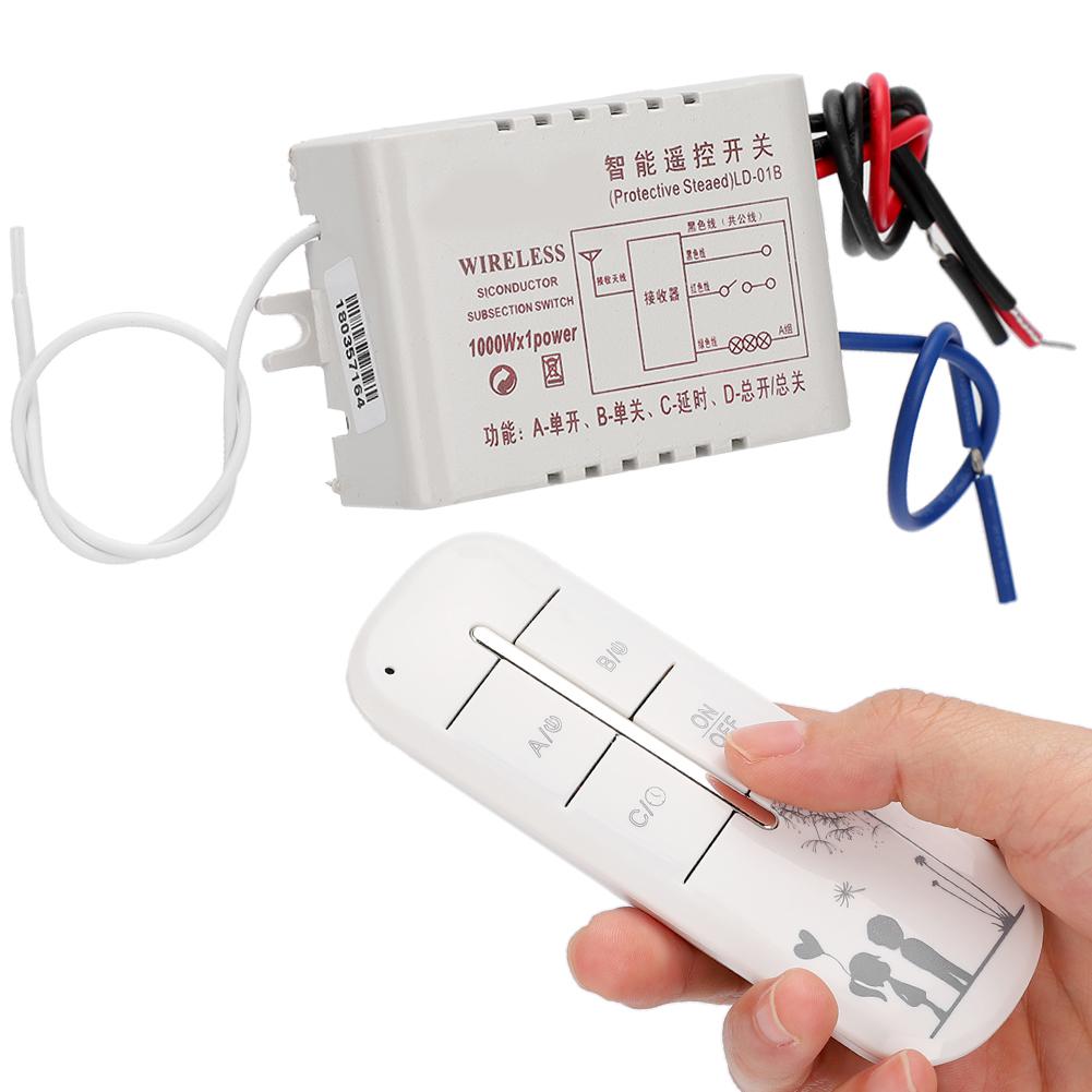 220V 1 CH Lamp Wireless Wall Remote Smart Switch Receiver Remote Control Transmitter