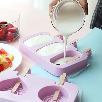 4pcs Multi Style Cartoon Silicone Ice Cream Molds, 3D DIY Easy Release Popsicle Maker with Free Sticks, Summer Homemade Ice Pop Tool for Kitchen
