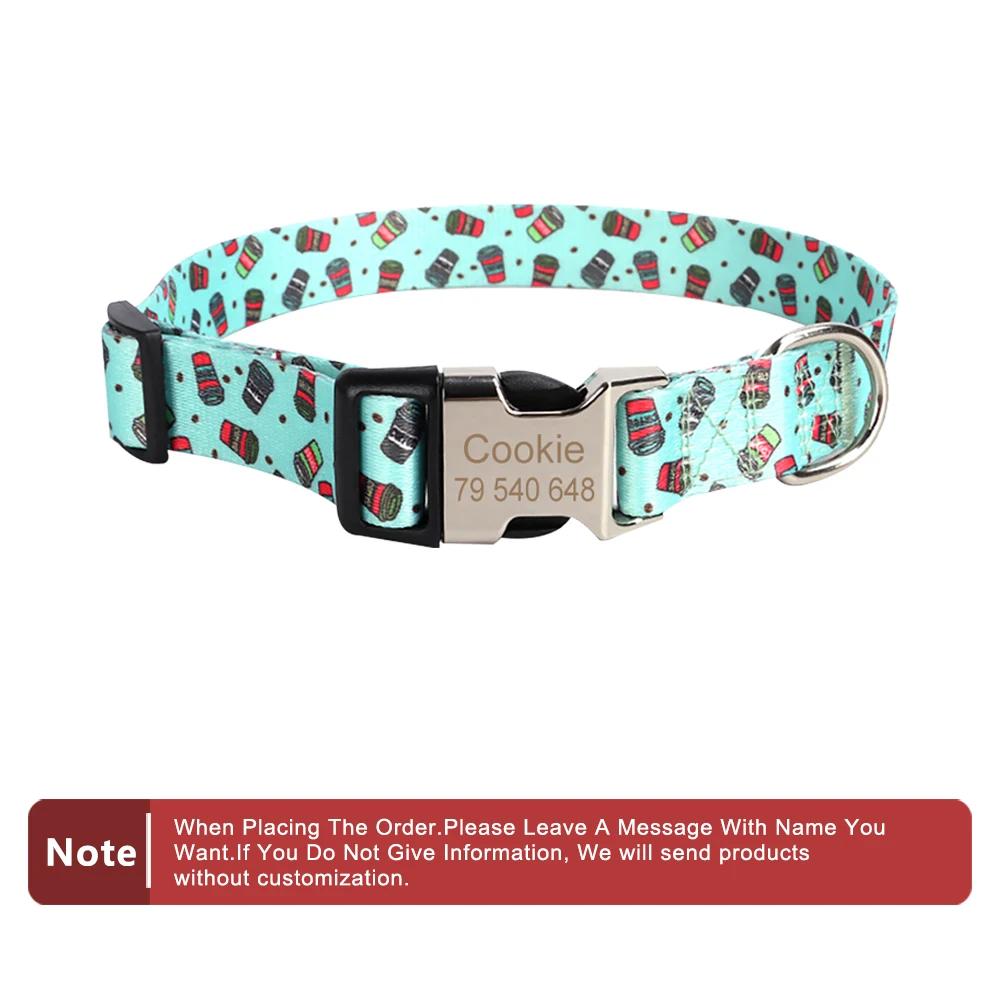 Classic Custom Dog Collar Metal Buckle Dogs Nameplate Collar Free Engrave Personalized Pet Collars Adjustable for Small Medium Large Dog