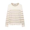 2026 Spring Women's Metallic Thread Knit Striped Sweater - European & American Style, Round Neck, Color 7174