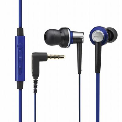 Stereo Earphones with Flat Cable To Prevent Compatible with Large Diameter Blue EHP-CS3560MBU Microphone, Tangle, 1.2m (Y Type) iPhone/Smartphone,