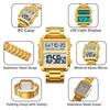 Skmei Luxury Brand Steel Strap Digital Watches for Mens Dual Time Zone Waterproof LED Chronograph Fashion Date Week Alarm Clock