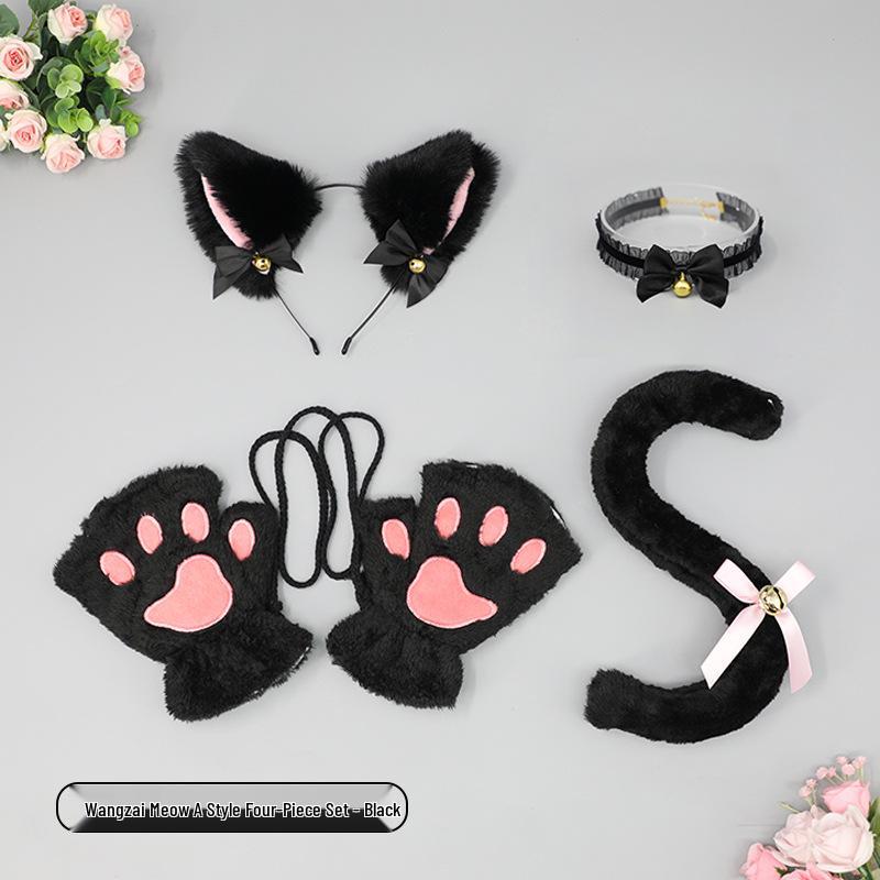 Cute Kitten Cosplay Set: Cat Ears Headband, Paw Gloves & Tail Accessory