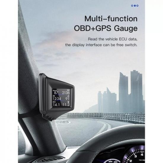 Vehicle Car Head Up Display HUD GPS OBD2 Driving Computer Temperature Gauge