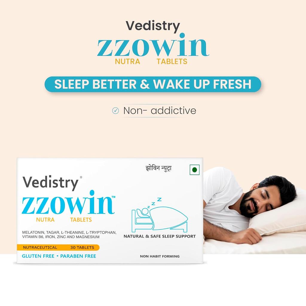 Zzowin Sleep Support Tablets 5mg Melatonin | Deep Restful Sleep Aid | 30 Tablets x Pack of 2 | Fast Sleep & Relaxation Formula