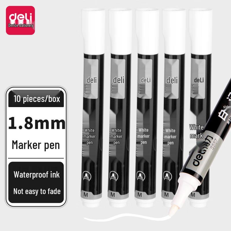Deli S557 Oil-Based White Marker Pen (2-Pack)