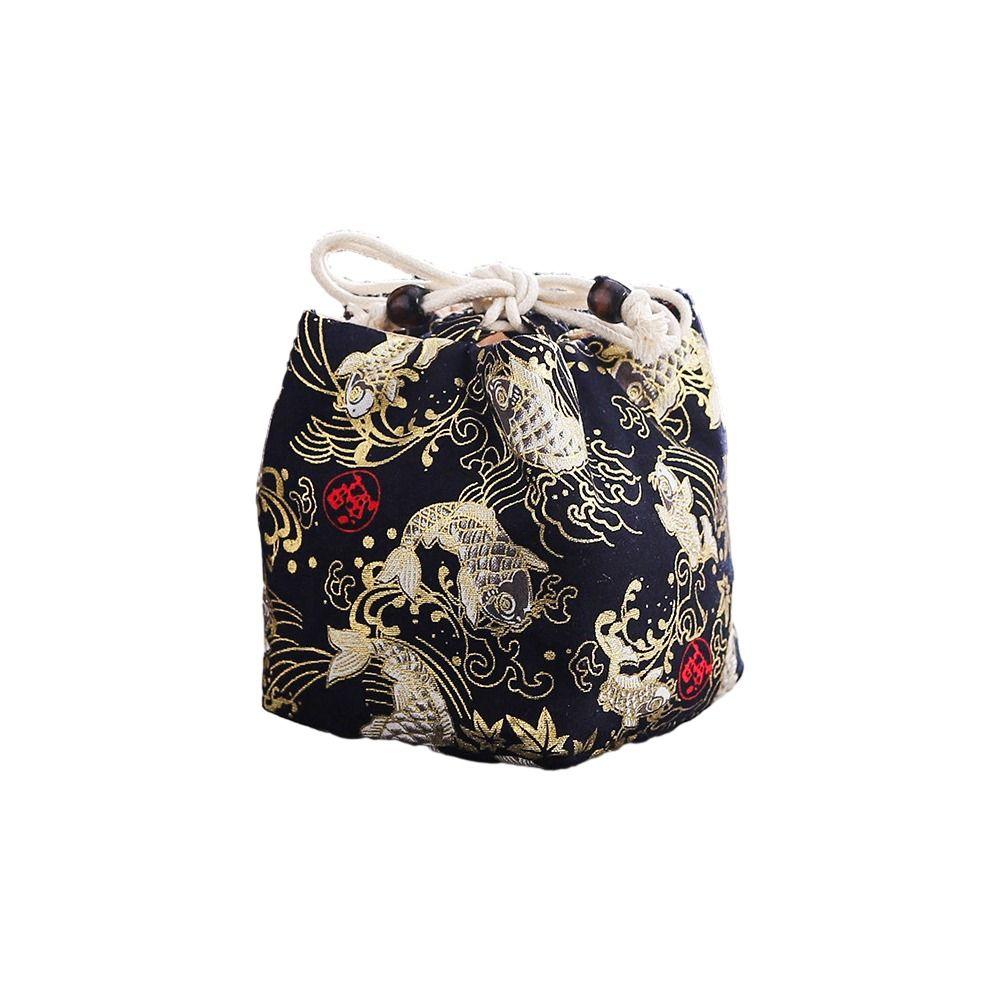Canvas Chinese Style Handbag Cloud Square Flower Wrist Bag Elegant Tea Set Storage Bag  Streetwear