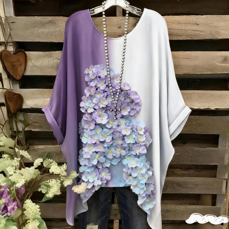 

Women s Bohemian Floral Print T-Shirt - Vibrant All-Over Colorful Design, Relaxed Fit Round Neck Woman T-Shirts Popular Clothes 5XL