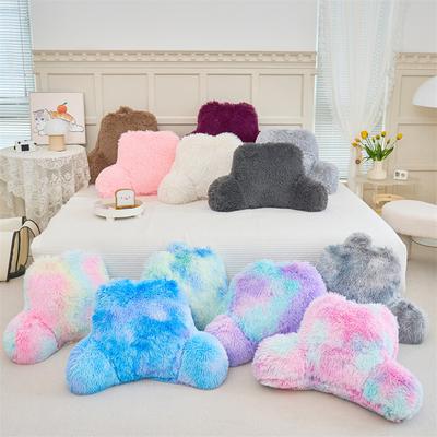 40x72cm Tie-Dye Long Pile Lumbar Pillow Solid Color Plush Throw Cushion Sofa Office Chair Throw Pillow Girl Bedroom Decor Gifts