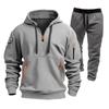 Men's Winter Fleece Multi-pocket Zipper Sweatshirt Suit Personalized Casual Hoodie Suit