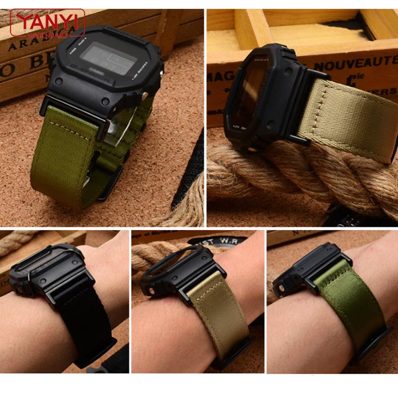 Cinturino in nylon 22mm Adattatore in acciaio inossidabile 16mm per Casio G-Shock GA-110/100/120 GD-100 DW-5600 5610 Connettore cinturino