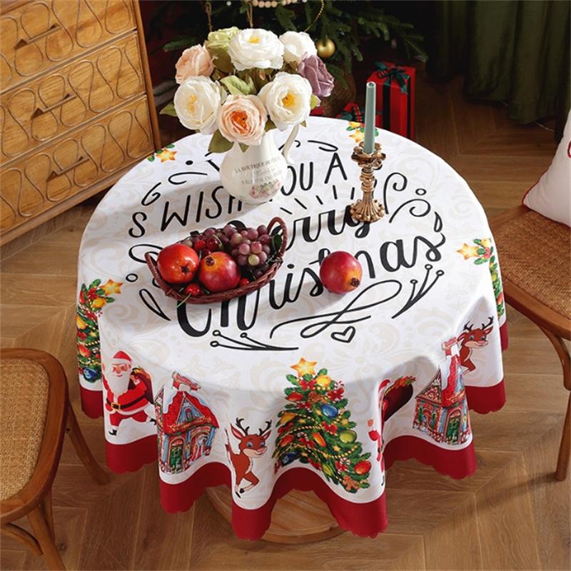 

Круглая рождественская скатерть 150 см Санта-Клаус Снеговик Скатерть Веселое Рождество Декора Для Дома Рождество Навидад Новогодний Декор