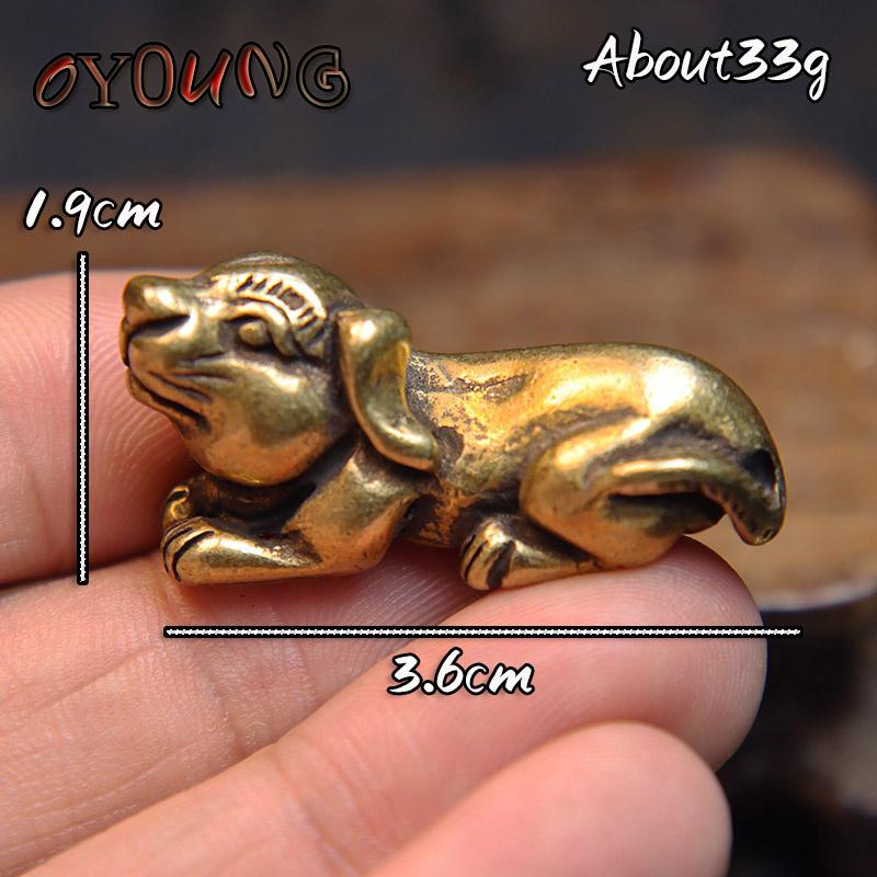 Vintage Copper Dog Ornaments Miniatures Figurines Handmade Retro Brass Animal Pet Dog Statue Home Decorations Accessories Craft